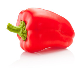 Red sweet bell peppers isolated on white background