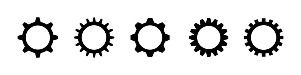 Set of simple gears icon.Gear wheels line black icons .Cogwheel machine gears.