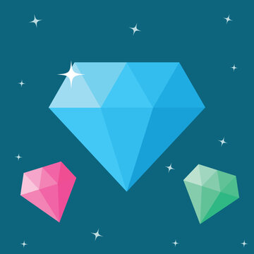 Diamont icon vector illustration, blue pink symbol