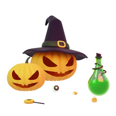 3D rendering spooky halloween decoration background