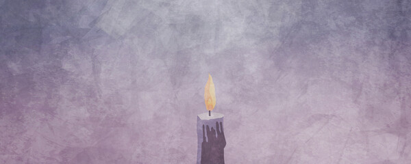 Burning candle, symbolic of Maundy Thursday, Candlelight Service, Service of Shadows, or Tenebrae. Symbolic of the Passion of the Christ. Easter image.
