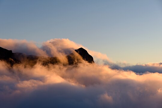 Sunrset in cloudy mountains