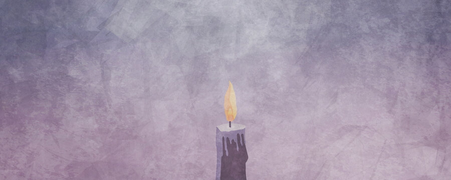 Burning candle, symbolic of Maundy Thursday, Candlelight Service, Service of Shadows, or Tenebrae. Symbolic of the Passion of the Christ. Easter image.