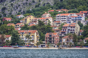 Buildings in Dobrota, small town near Kotor in Bay of Kotor, Montenegro