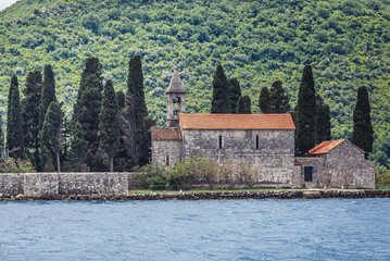 Fototapeta na wymiar St George Island with church of Benedictine monastery, Kotor Bay, Montenegro