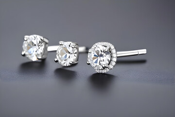 silver earrings. earrings. earring concept. close up of a pair of rings. set of earrings. AI generated. jewelry. diamond earrings. diamonds. diamond earring. diamond.
