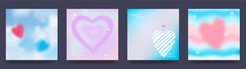Happy Valentine s Day greeting cards. Fashion gradients. Social media story templates for digital marketing and sales promotion. Vector