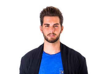 Handsome young man standing with blue shirt