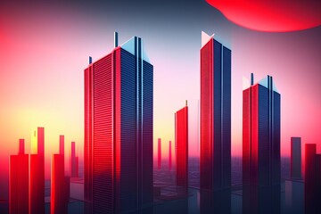 Obraz premium business graph on red background - Generate AI