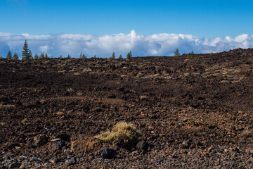 Volcanic area at El Teide National Park clouds impressions Tenerife Canary Islands, Spain