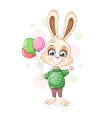 Cute little bunny with balloons