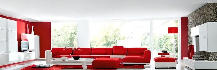 Apartment interior panorama 3d render, modern, minimalist