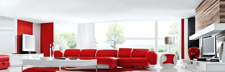 Apartment interior panorama 3d render, modern, minimalist