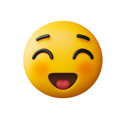 3D Cute happy emoji with transparent background, made with generative ai  