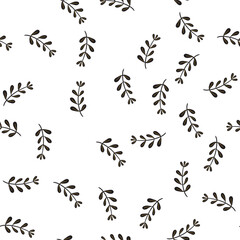 Seamless pattern with flowers. Vector flowers. Flat style. Leaves, bouquet, herbs. Textile