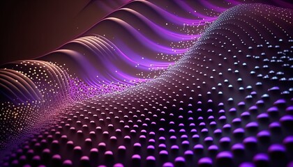 Abstract background of connected purple points. cyber particle waves. Big data stream. neon gradient. Grid illustration created with generative ai technology