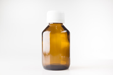 medical jars with dark glass caps