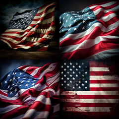 American flag. Collage. Generative AI - obrazy, fototapety, plakaty