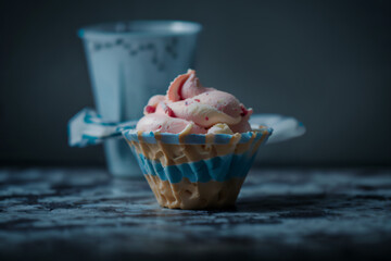 Strawberry Ice cream cupcake, Generative AI