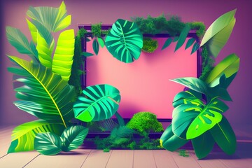 tropical island with palm trees - Generate AI