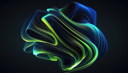 Abstract green 3D Business Technology Aurora Silk Background created with generative ai technology