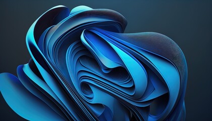 Abstract blue 3D Business Technology Aurora Silk Background created with generative ai technology