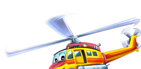 Obraz na płótnie Canvas cartoon ambulance rescue helicopter flying on duty illustration for children