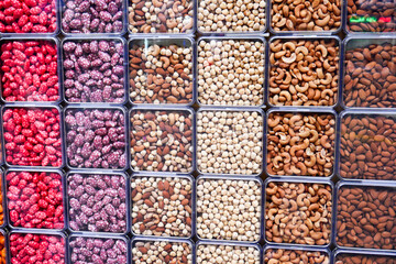 Collection of nuts in a box 