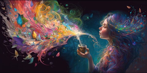 array of colors capturing the essence of imagination and creativity and the role that magic can play in inspiring our lives, concept of Innovation and Expression, created with Generative AI technology