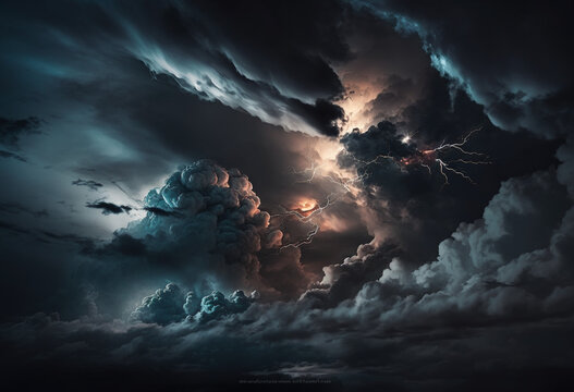 Ai-Generated Render of an Intense Stormfront: A Dramatic and Ominous Cloudscape