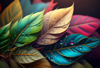 Vibrant AI-Generated Autumn Foliage: A High-Quality Macro Render of Nature's Colorful Contrast