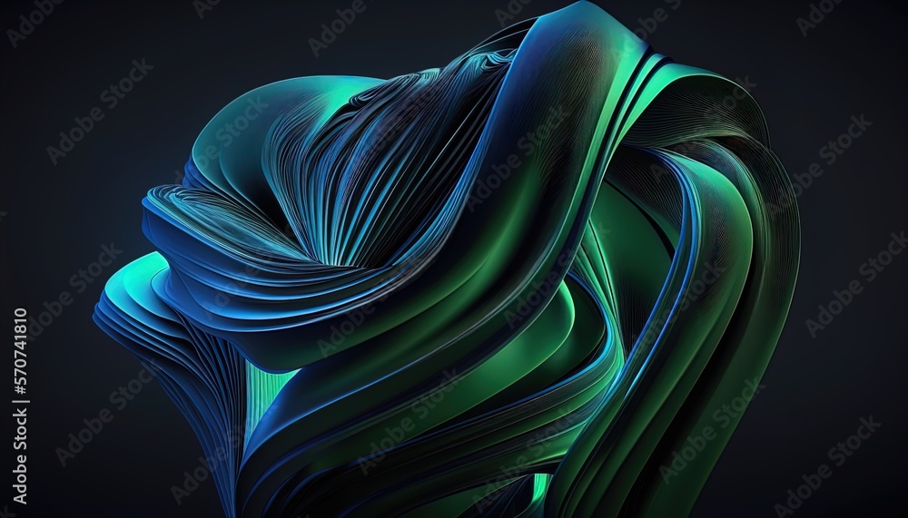 Wall mural Abstract green 3D Business Technology Aurora Silk Background created with generative ai technology