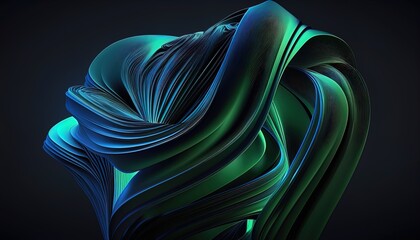 Abstract green 3D Business Technology Aurora Silk Background created with generative ai technology