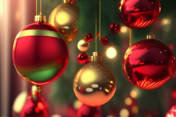 red christmas balls - Generate AI