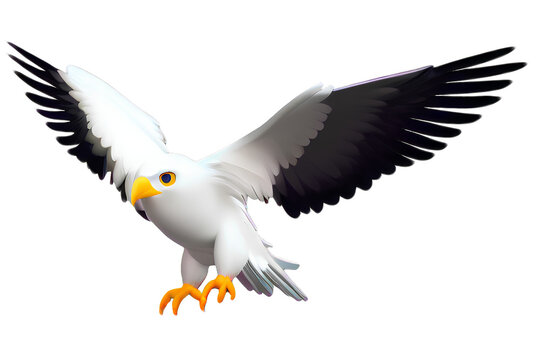Cartoon eagle, isolated on transparent background. 3d render illustration. Generative AI.
