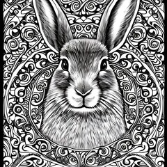 Easter Rabbit Coloring Page, Generative AI