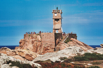 Lighthouse in the Island of Br&eacute;hat (Phare du Paon, &Icirc;le-de-Br&eacute;hat), Brittany, France