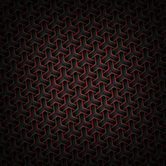 Black abstract japanese texture. Glowing red light geometric pattern over dark background