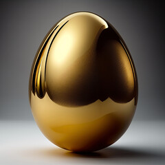 Perfect golden egg. generative ai. Beautiful shiny golden egg on white background