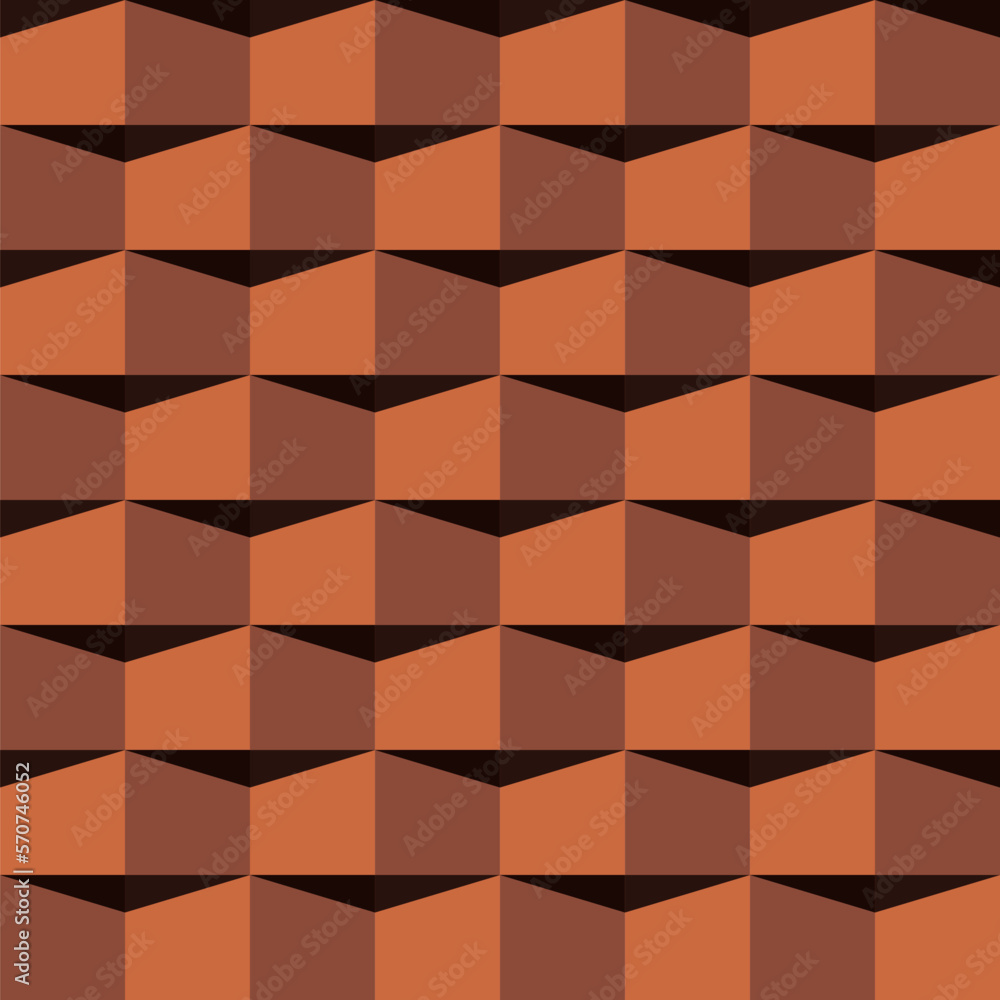 Poster orange brick color roof tiles pattern. 3d like vector seamless pattern.