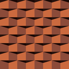 Orange brick color roof tiles pattern. 3D like vector seamless pattern.
