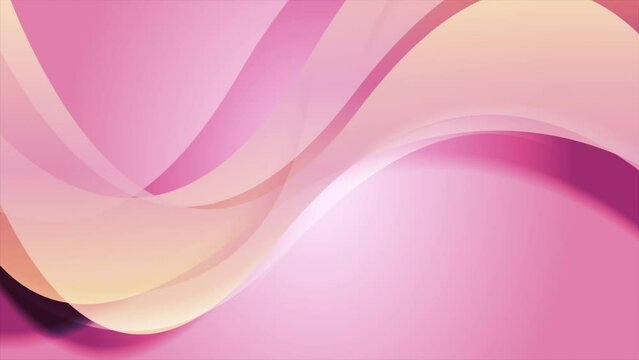 Pastel pink yellow blurred smooth waves abstract background. Seamless looping motion design. Video animation Ultra HD 4K 3840x2160