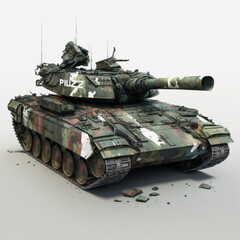 Fototapeta na wymiar PL-01 war tank painted with green camouflage. Generative Ai.