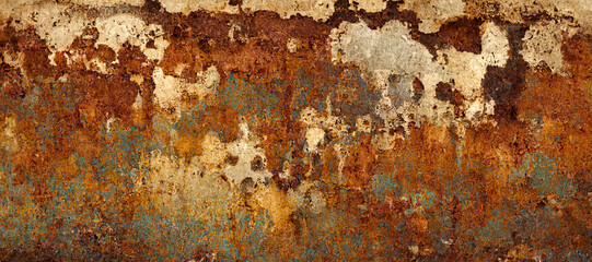 Fototapeta premium rusty zinc iron wall background with Generative AI Technology 