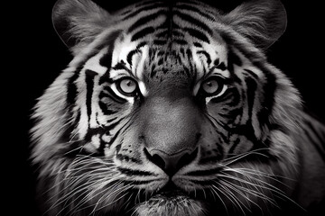 Schwarz weiß Portrait von einem Tiger. Perfektes Wandbild - Generative Ai