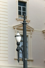 Detail of historic building facade, Sao Paulo city, Brazil