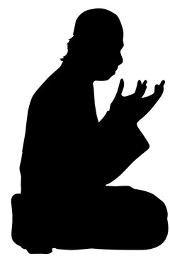 Silhouette Of Muslim Man Praying