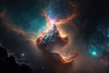 Space Nebula, amazing colorful nebula. AI-Generated