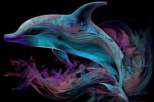 Beautiful dolphin in purple til tones