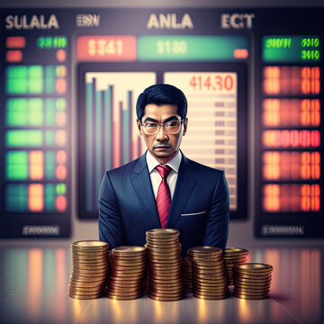illustration of calculating man in business trading and finance